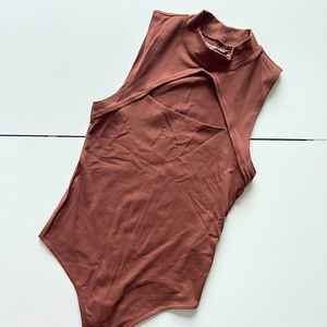 Abercrombie Soft Brown Cut Out Bodysuit Size S